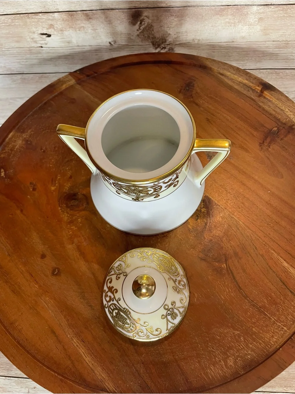 Noritake White Porcelain Coffee Set with Gold Scroll Accents